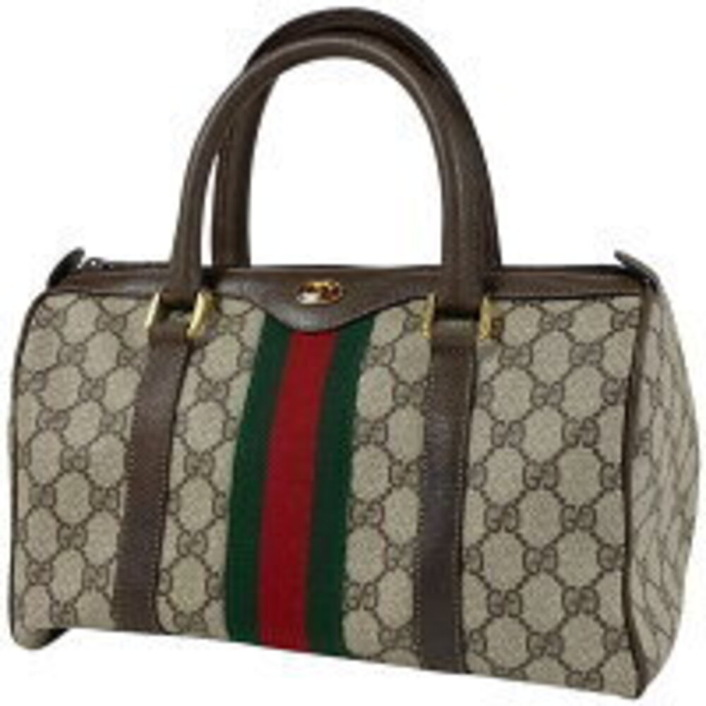 Gucci Boston Sherry Web GG Canvas Brown Bag - Picture 2 of 7